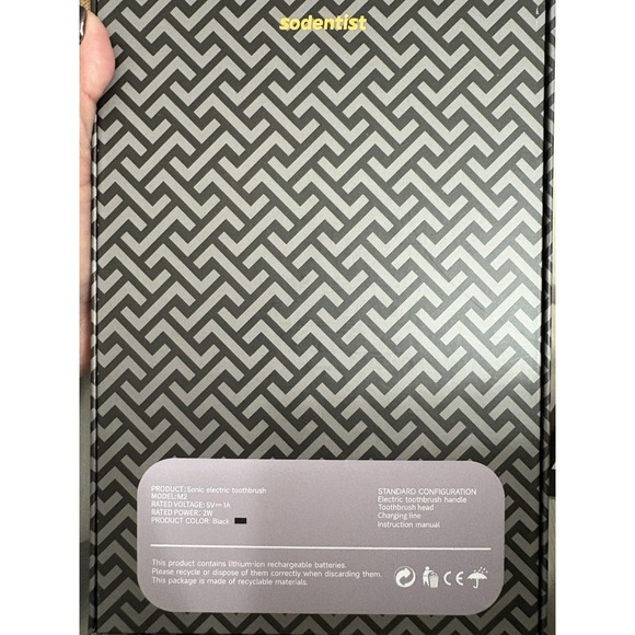 Sodentist Unisex Adult's Sonic Electric Toothbrush M2 Black One Size - Picture 2 of 3